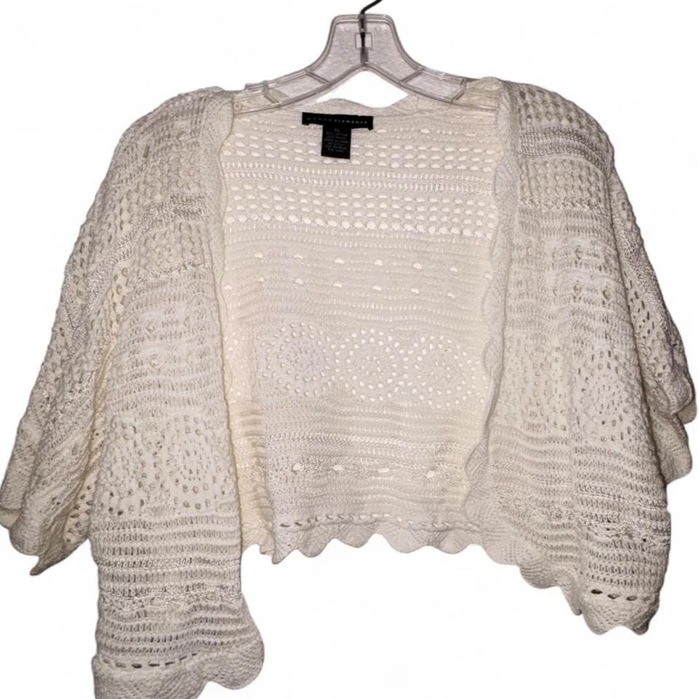 Grace Elements white crochet bolero shrug